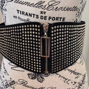 BOOHOO Black Studded Corset Belt